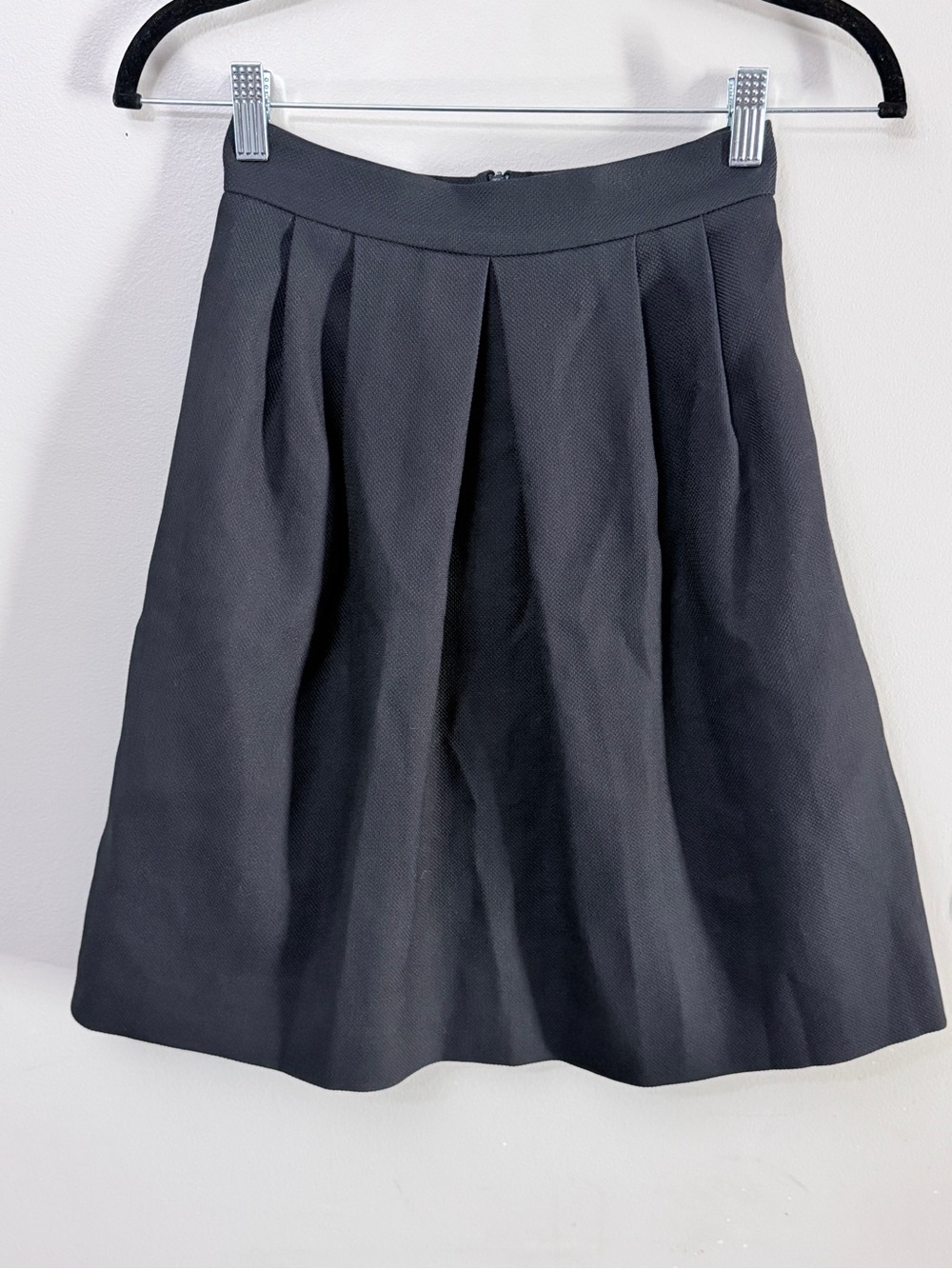 Massimo Dutti Black Textured Pleated A-Line Mini Skirt US 2